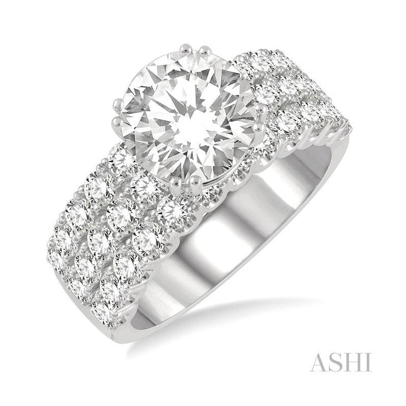 ASHI Round Shape Semi-Mount Diamond Engagement Ring 222L0PPFHWG-SM-1.75