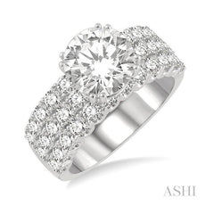 ASHI Round Shape Semi-Mount Diamond Engagement Ring 222L0PPFHWG-SM-1.75
