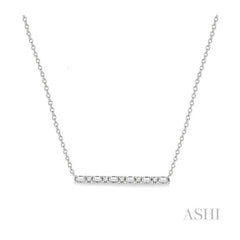 ASHI 1/6 Ctw Baguette and Round Cut Diamond Petite Bar Necklace in 10K White Gold 994H0PPTGNKWG