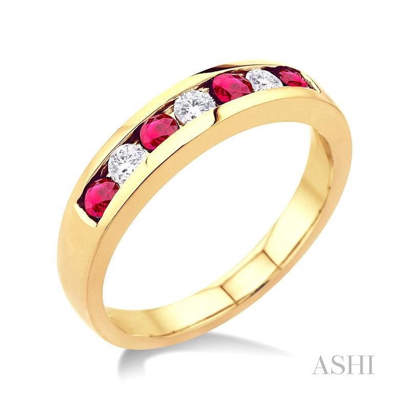 ASHI Channel Set Alternate Gemstone & Diamond Wedding Band 30317PPFXRB