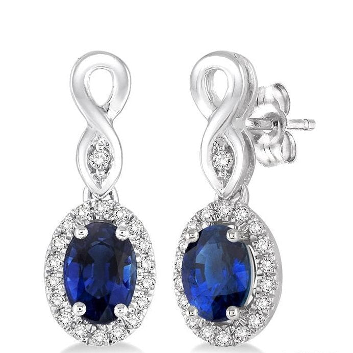 Parkplace Jewelers Oval Shape Gemstone & Halo Diamond Earrings 57098PPTSERSPWG
