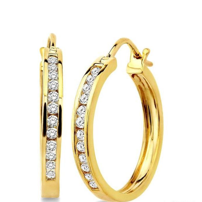 Parkplace Jewelers Channel Set Diamond Hoop Earrings 62083PPFNER