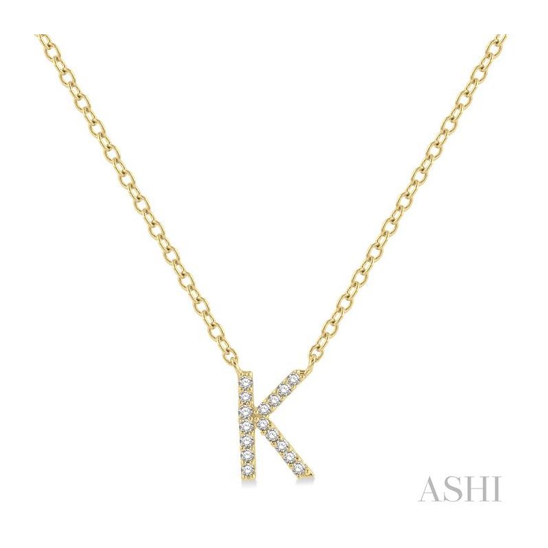 ASHI Block 'K' Initial Diamond Pendant 912F9PPFSPDYG-K