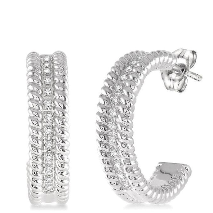 Parkplace Jewelers Silver Rope Diamond Half Hoop Earrings 87478PPSSSLER
