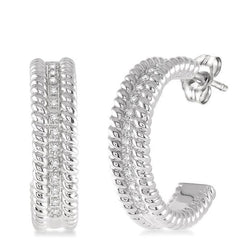 Parkplace Jewelers Silver Rope Diamond Half Hoop Earrings 87478PPSSSLER