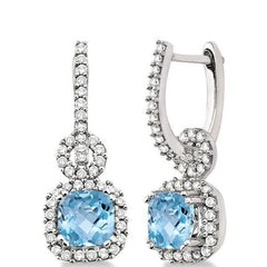 Parkplace Jewelers Cushion Shape Gemstone & Halo Diamond Earrings 60793PPFNERAQWG