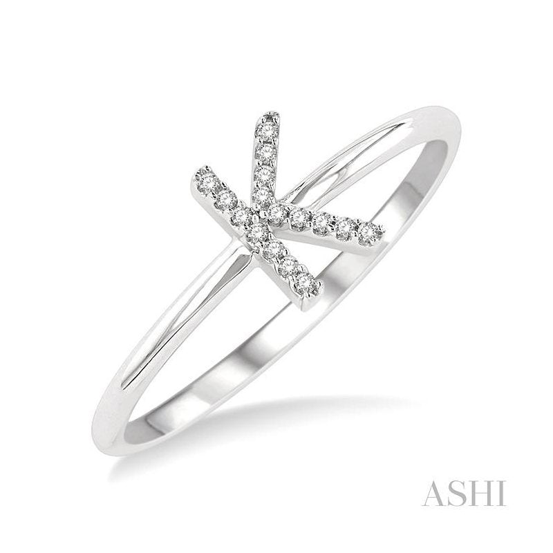 ASHI Block 'K' Initial Diamond Ring 365D9PPTSWG-K