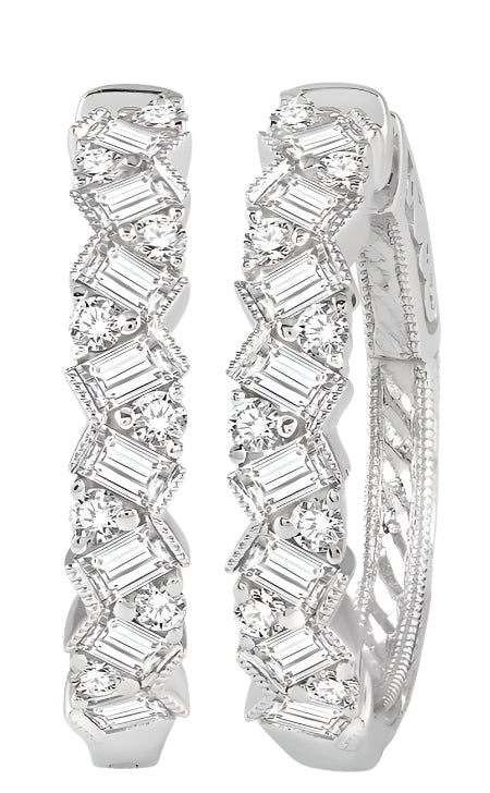 Parkplace Jewelers Scatter Zig-Zag Baguette Diamond Fashion Hoop Earrings 621B1PPFHERWG