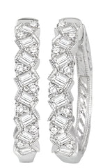 Parkplace Jewelers Scatter Zig-Zag Baguette Diamond Fashion Hoop Earrings 621B1PPFHERWG