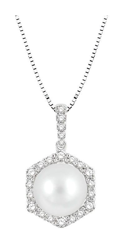 Parkplace Jewelers Pearl & Halo Diamond Fashion Pendant 56175PPFGPDWPWG