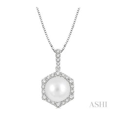 ASHI Pearl & Halo Diamond Fashion Pendant 56175PPFGPDWPWG