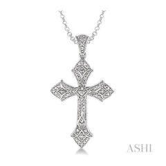 ASHI Silver Cross Diamond Pendant 87689PPSSSLPD