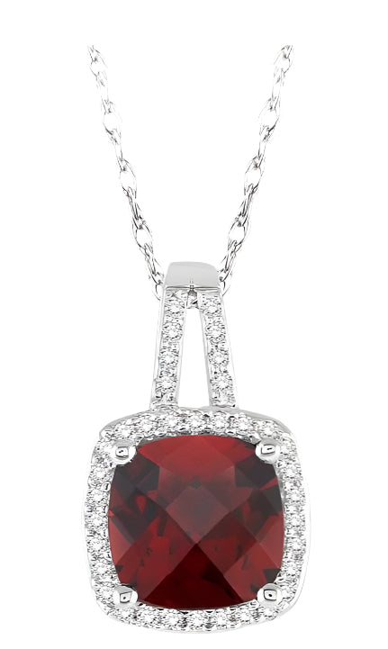 Parkplace Jewelers Cushion Shape Gemstone & Halo Diamond Pendant 61147PPTSPDGTWG