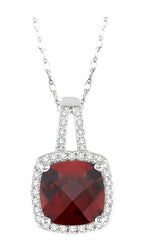 Parkplace Jewelers Cushion Shape Gemstone & Halo Diamond Pendant 61147PPTSPDGTWG