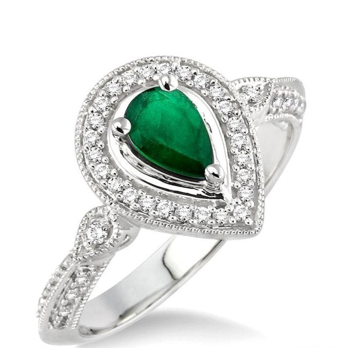 Parkplace Jewelers Pear Shape Gemstone & Halo Diamond Ring 42527PPFNEMWG