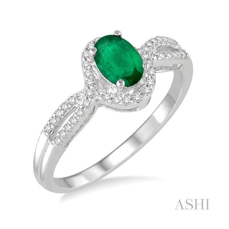 ASHI Oval Shape Gemstone & Diamond Ring 40718PPTSEMWG