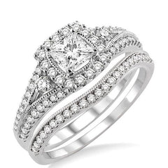Parkplace Jewelers Princess Shape Halo Diamond Wedding Set 14792PPFHWG-WS