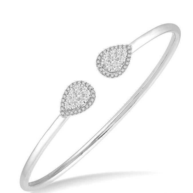 Parkplace Jewelers Stackable Pear Shape Halo Lovebright Essential Diamond Open Cuff Bangle 7993HPPFVWG