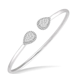 Parkplace Jewelers Stackable Pear Shape Halo Lovebright Essential Diamond Open Cuff Bangle 7993HPPFVWG