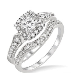 Parkplace Jewelers Princess Shape Halo Diamond Wedding Set 15793PPFHWG-WS