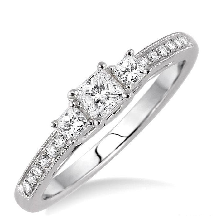 Parkplace Jewelers Princess Shape Past Present & Future Diamond Engagement Ring 23504PPFCWG-LE