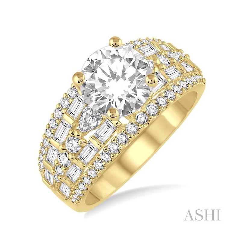 ASHI Round Shape Semi-Mount Diamond Engagement Ring 18030PPFRYG-SM-1.35