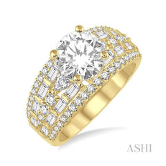 ASHI Round Shape Semi-Mount Diamond Engagement Ring 18030PPFRYG-SM-1.35