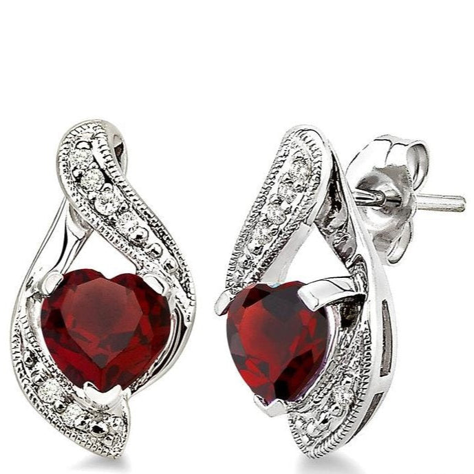 Parkplace Jewelers Heart Shape Gemstone & Diamond Earrings 60759PPFSERGTW