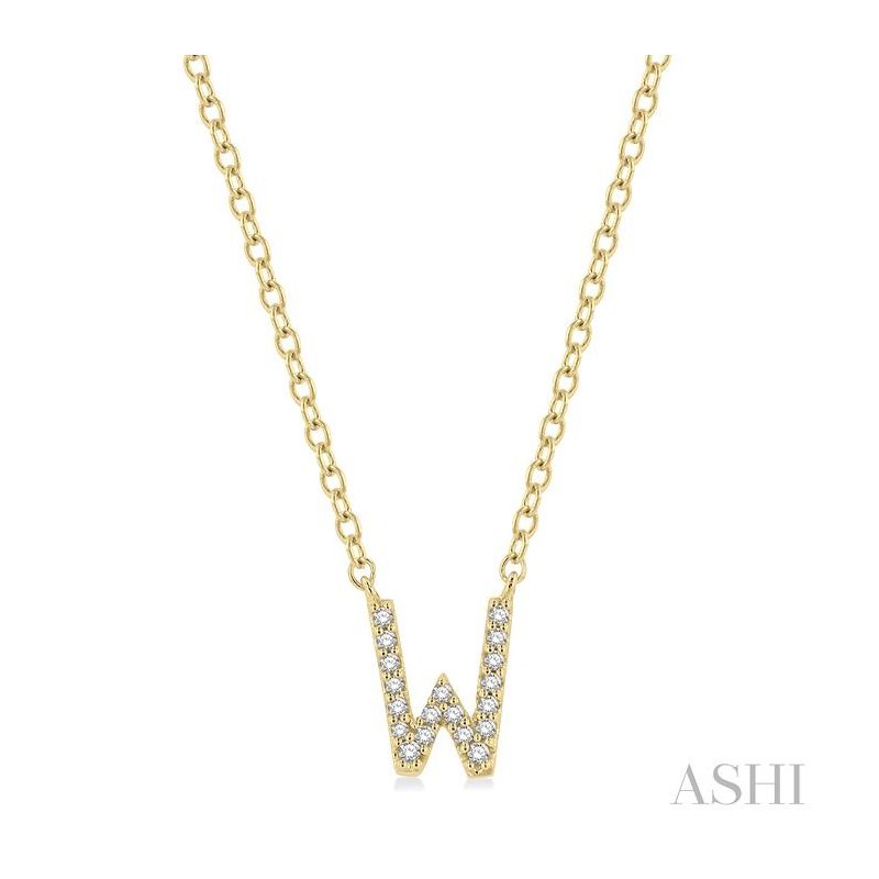 ASHI Block 'W' Initial Diamond Pendant 912F9PPTSPDYG-W