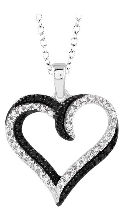 Parkplace Jewelers Silver Heart Shape Black Diamond Fashion Pendant 87146PPSSSLPD