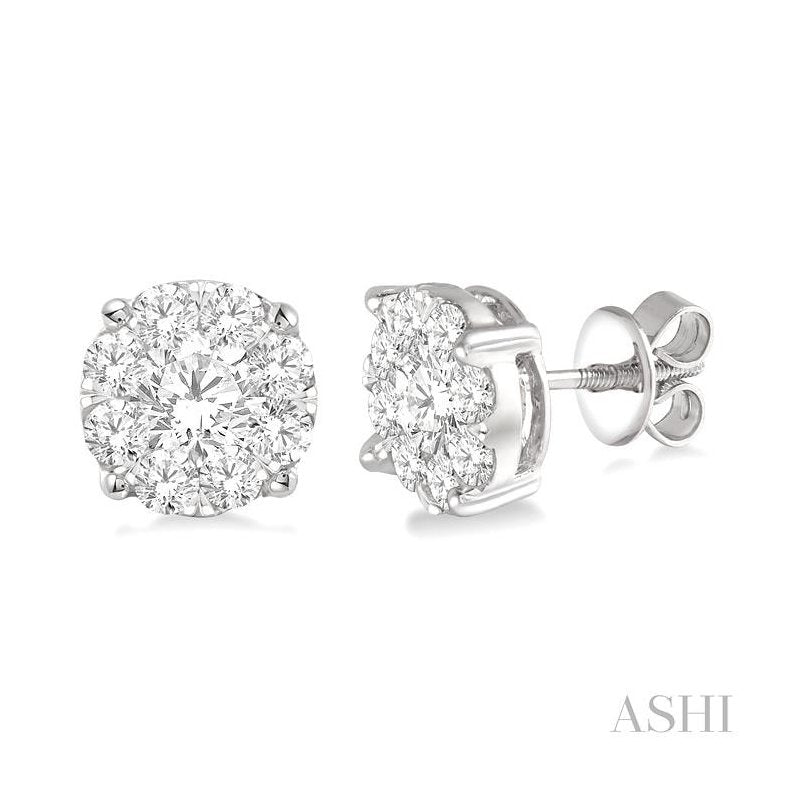 ASHI Round Shape Lovebright Essential Diamond Stud Earrings 91750PPFGERWG-2.10