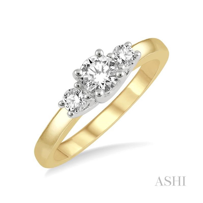 ASHI Round Shape Past Present & Future Diamond Engagement Ring 30413PPFGYW