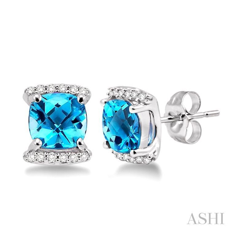 ASHI Cushion Shape Gemstone & Diamond Earrings 60918PPFNERBTWG