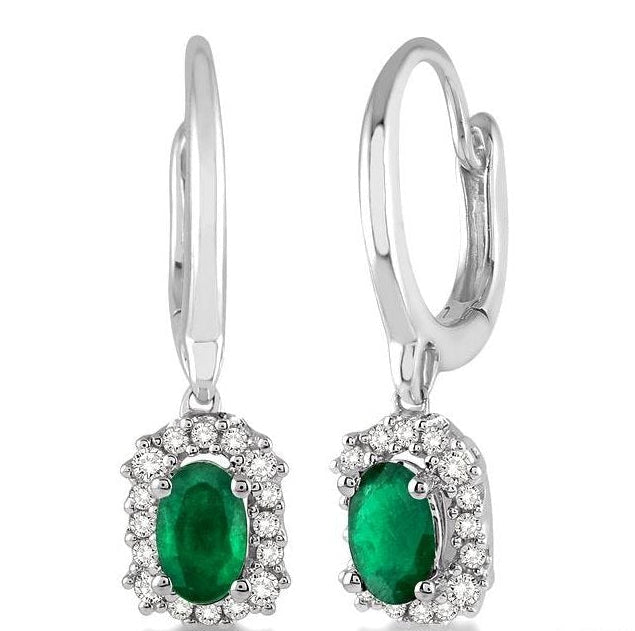 Parkplace Jewelers Oval Shape Gemstone & Halo Diamond Earrings 58488PPFNEREMWG