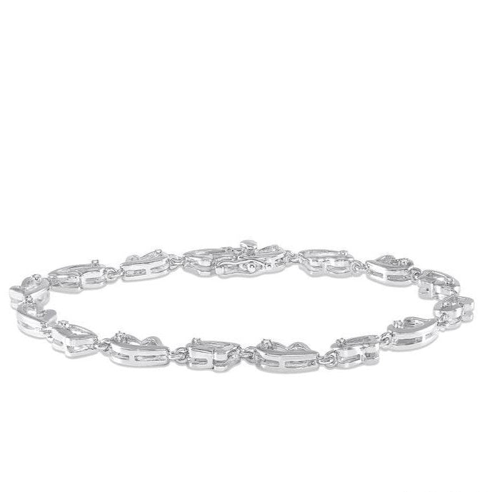 Parkplace Jewelers Silver Heart Shape Diamond Bracelet 85079PPSSSLTB
