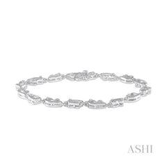 ASHI Silver Heart Shape Diamond Bracelet 85079PPSSSLTB