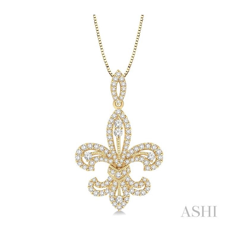 ASHI Fleur De Lis Diamond Pendant 98372PPFHPDYG