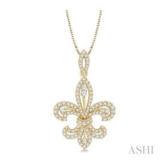 ASHI Fleur De Lis Diamond Pendant 98372PPFHPDYG