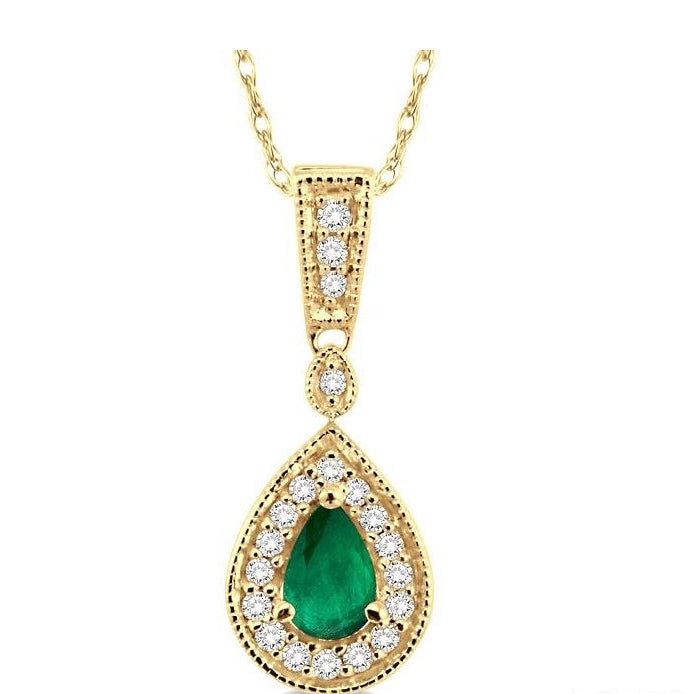 Parkplace Jewelers Pear Shape Gemstone & Halo Diamond Pendant 58327PPFNPDEMYG