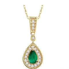 Parkplace Jewelers Pear Shape Gemstone & Halo Diamond Pendant 58327PPFNPDEMYG