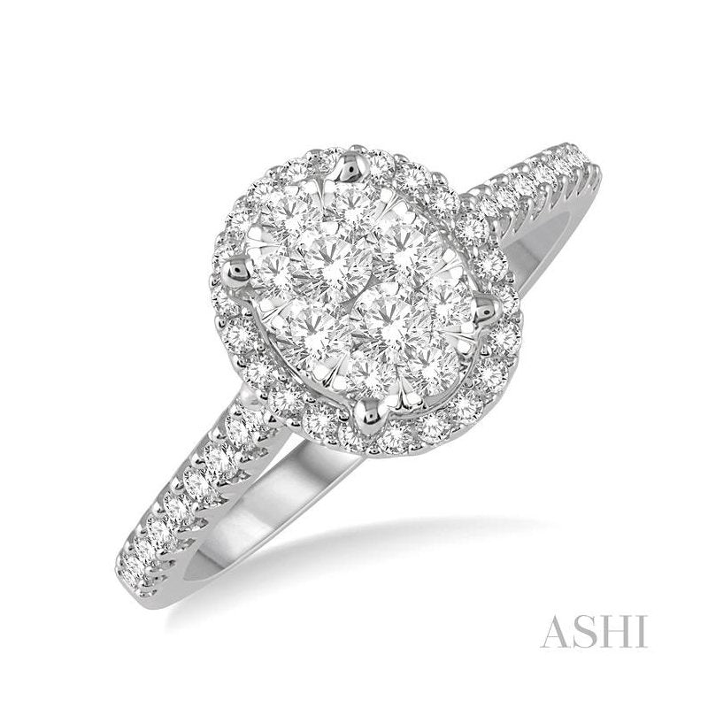 ASHI Oval Shape Halo Lovebright Essential Diamond Engagement Ring 125F3PPFVWY