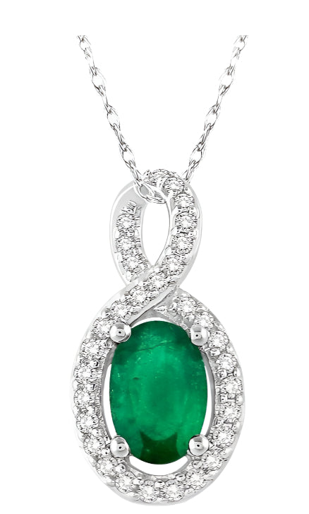 Parkplace Jewelers Oval Shape Gemstone & Halo Diamond Pendant 58508PPFSPDEMWG