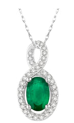 Parkplace Jewelers Oval Shape Gemstone & Halo Diamond Pendant 58508PPFSPDEMWG