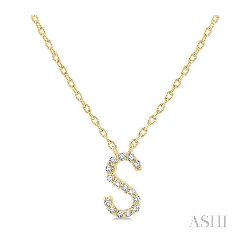 ASHI Block 'S' Initial Diamond Pendant 912F9PPTSPDYG-S