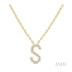 ASHI Block 'S' Initial Diamond Pendant 912F9PPTSPDYG-S