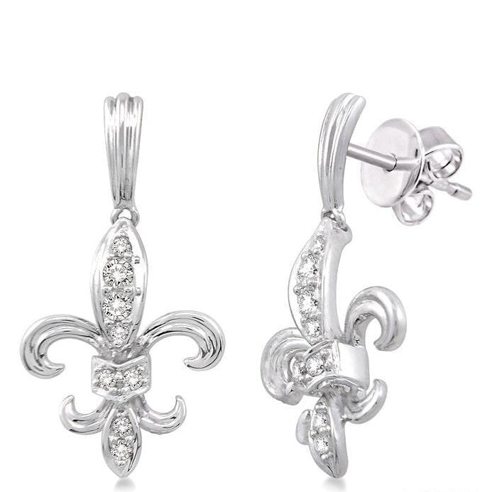 Parkplace Jewelers Fleur De Lis Diamond Earrings 94706PPFVERWG