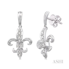 ASHI Fleur De Lis Diamond Earrings 94706PPFVERWG