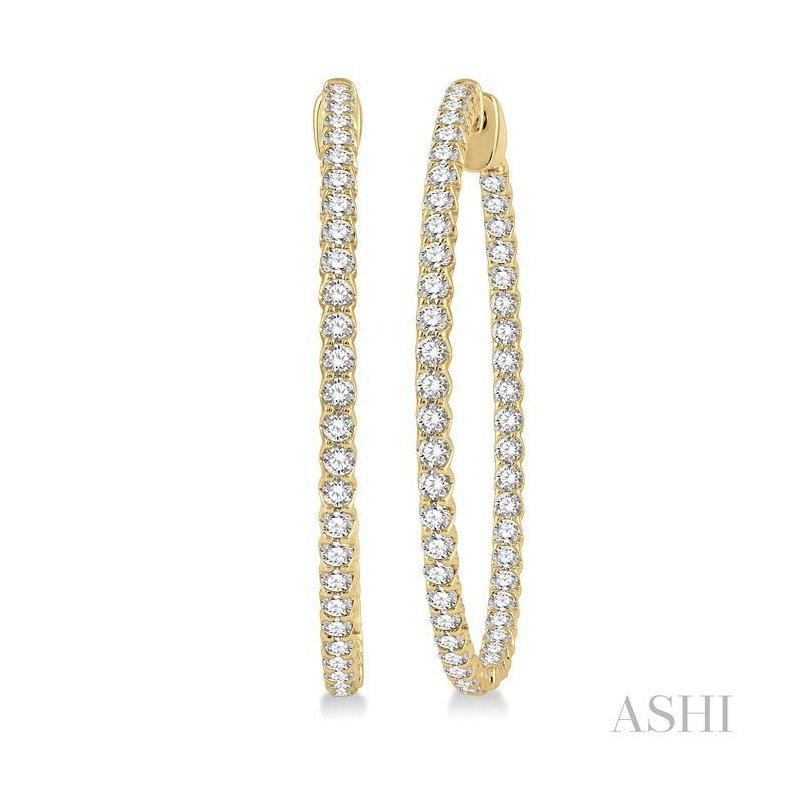 ASHI Inside-Out Diamond Hoop Earrings 628C0PPFGERYG-2.00