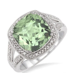 Parkplace Jewelers Silver Cushion Shape Gemstone & Diamond Ring 88539PPSSGASLRG