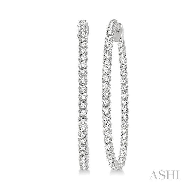 ASHI Inside-Out Diamond Hoop Earrings 628C0PPFGERWG-2.00
